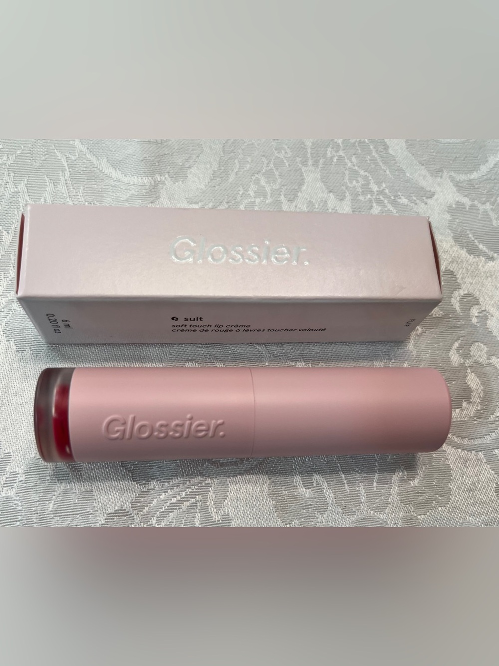Glossier Soft Touch Lip Crème G Suit in Color Flip (Peony Pink)